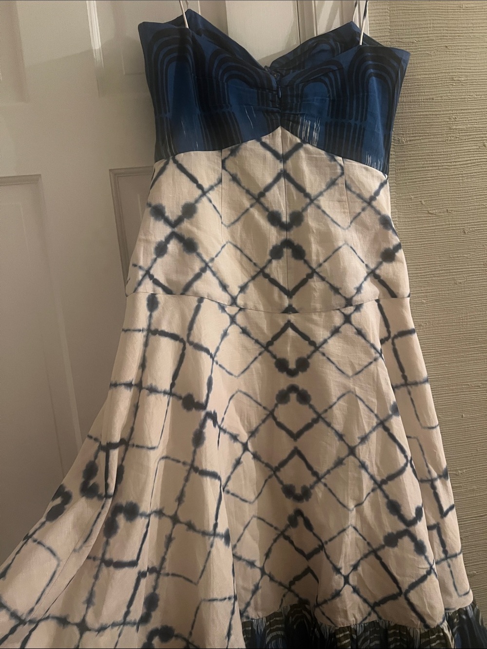 Alexis Nuri midi Cotten Linen Midi Dress Blue and Cream tye dye Moda Operandi - Picture 11 of 12